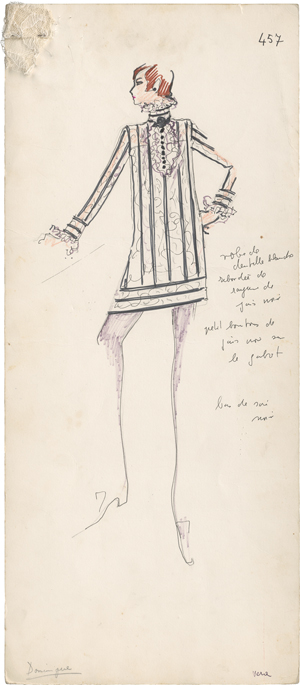 Lot 6677, Auction  125, Lagerfeld, Karl, Modezeichnung (robe de dentelle blanche)