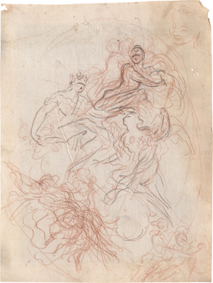 Lot 6708, Auction  125, Dandini, Pietro, Studienblatt mit allegorischen oder mythologischen Figuren auf Wolken