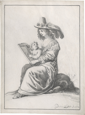 Lot 6732, Auction  125, Pieter Jansz. Quast, Eine junge Mutter zeigt ihrem Kind das Bildnis des Ehemannes