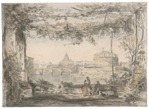 Lot 6797, Auction  125, Heim, R., Rom: Blick von einer Terrasse über den Tiber auf die Engelsburg uns St. Peter