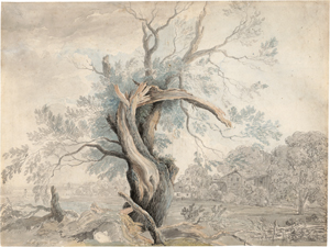 Lot 6803, Auction  125, Dillis, Johann Georg von, Knorriger Baum an einem Dorfweiher