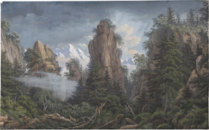 Lot 6821, Auction  125, Deutsch, Um 1850. Hochnebel in einer dramatischen Felslandschaft