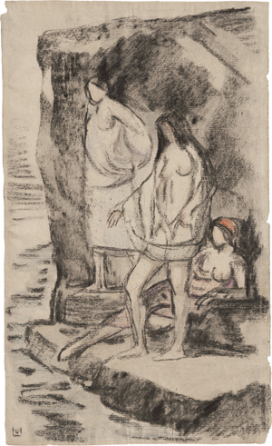 Lot 6915, Auction  125, Hofmann, Ludwig von, Drei Frauen an einem felsigen Gestade