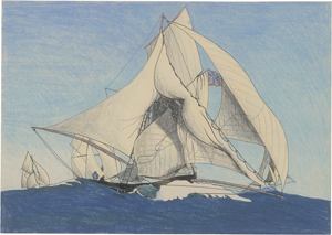 Lot 7183, Auction  125, Feininger, T. Lux, Cutter carrying spinnaker, balooner & ringtail