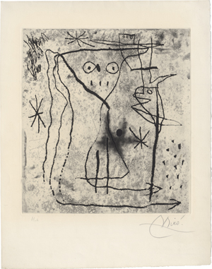 Lot 7209, Auction  125, Miró, Joan, Jeune fille aux deux oiseaux
