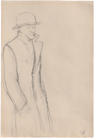 Lot 8009, Auction  125, Bauer, Rudolf, Raucher mit Mantel und Melone