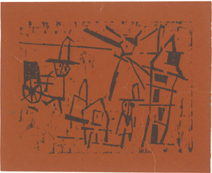 Lot 8040, Auction  125, Feininger, Lyonel, Männer, Häuser, Laterne und Schiebkarren