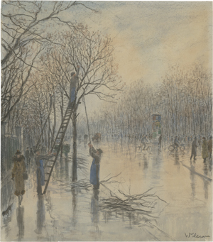 Lot 8090, Auction  125, Klemm, Walther, Hauptstraße mit Litfaßsäule