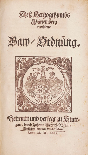Lot 1276, Auction  126, Württenberg, Des Herzogthums Würtemberg revidirte Bawordnung