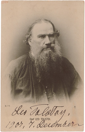 Los 2546 - Tolstoi, Leo Graf - Signierte Porträtfoto-Postkarte. 1907 - 0 - thumb