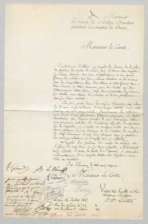 Lot 2608, Auction  126, Französische Maler und Bildhauer, 12 Signaturen auf einer Petition. 1827