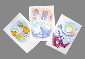 Lot 2610, Auction  126, Geiger, Willi, 3 Briefe mit ganzseitigen Ölkreide-Zeichnungen. 1962