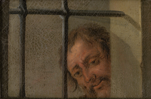 Lot 6022, Auction  126, Niederländisch, 17. Jh. Kerkerszene: Mann hinter einem Gitterfenster