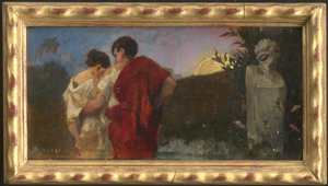 Los 6179 - Lang, Josef Adolf - Römische Nacht: Liebespaar bei Vollmond im Garten mit lachender Pansherme - 1 - thumb