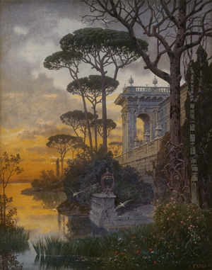 Lot 6185, Auction  126, Knab, Ferdinand, Italienische Villa im Abendrot