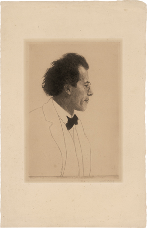 Lot 7016, Auction  126, Orlik, Emil, Portrait Gustav Mahler (Brustbild im Profil nach rechts)