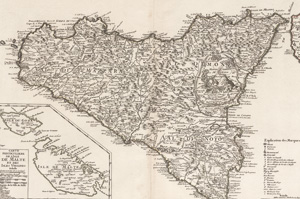 Lot 120, Auction  127, Buache, Philippe, Carte de l'Isle et royaume de Sicile