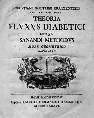 Lot 312, Auction  127, Kratzenstein, Christian Gottlieb, Theoria Fluxvs Diabetici eiusque sanandi methodus more geometrico. Halle 1746