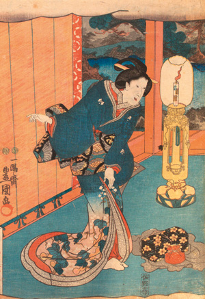 Los 634 - Kunisada, Utagawa - Holzschnitt der Serie "Nise Murasaki Inaka Genji". Triptychon - 3 - thumb