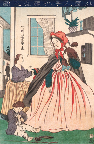 Los 668 - Yoshikazu, Utagawa - 3 Yokohama-e Farbholzschnitte - 1 - thumb