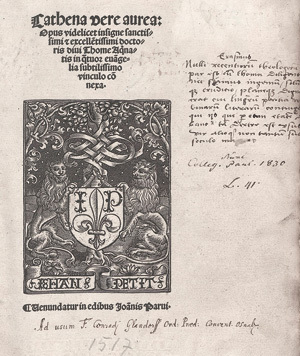 Lot 1205, Auction  127, Thomas von Aquin, Cathena vere aurea