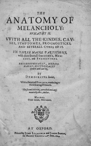 Burton, Robert, The Anatomy of Melancholy. The second edition. Oxford 1624. - Zweite Auflage