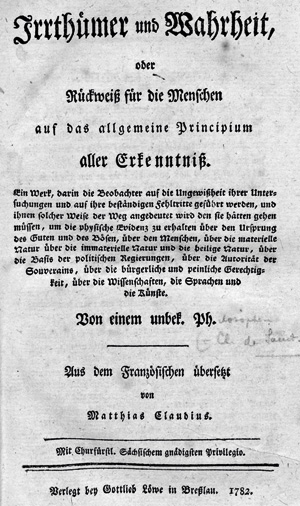 Lot 2189, Auction  127, Saint-Martin, Louis Claude de, Irrthümer und Wahrheit