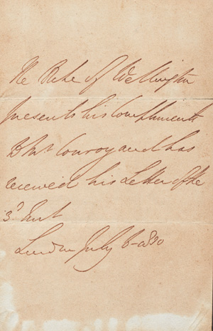 Lot 2603, Auction  127, Wellington, Arthur Wellesley Herzog von, Brief (Billet) an Mr. Conroy. 1830