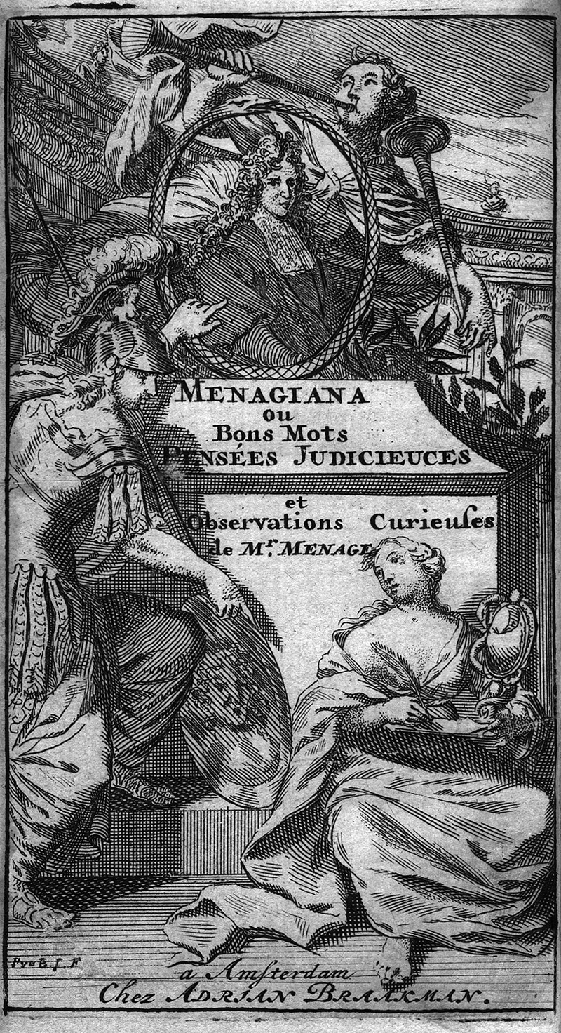 Lot 413, Auction 127, Menage, Gilles, Menagiana, ou bons mots,