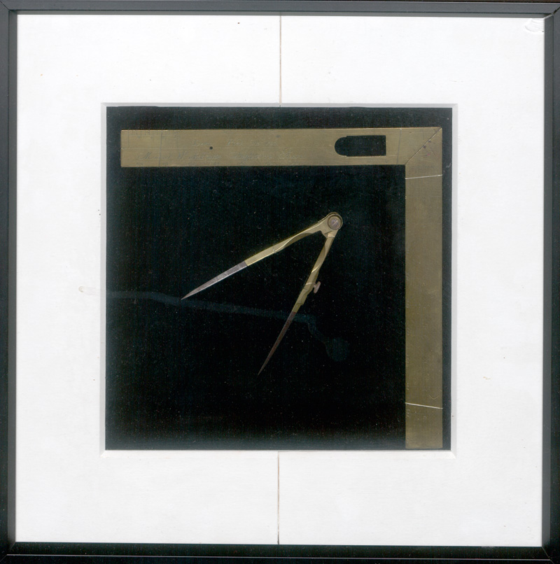 Lot 434, Auction 127, Winkelmass und Zirkel, Geschmiedetes, teils graviertes massives Messing. Gerahmt