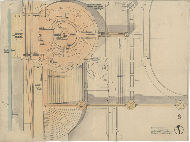 Lot 495, Auction 127, Behrens, Peter, Verkehrspalast 8 Gibraltar. Übergang Westflügel-Rotunde