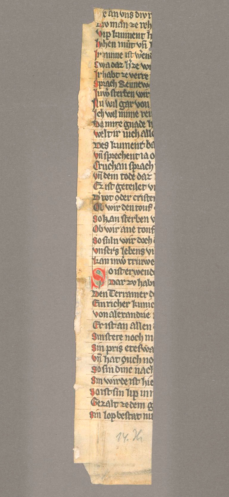 Lot 1004, Auction 127, Rennewart-Fragment, Fragment einer deutschen Handschrift auf Pergament.