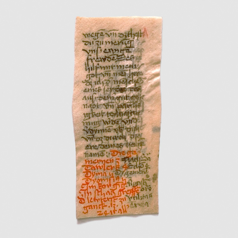 Lot 1017, Auction 127, Nürnberger Dominikanerinnenkloster, St. Katharina. Fragment eines Andachtszettelchens. Textura in Braun und Rot auf Pergament.