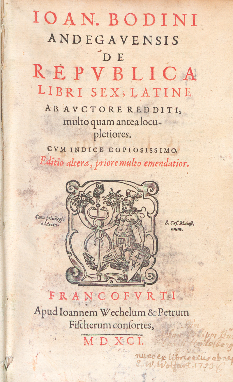 Lot 1090, Auction 127, Bodin, Jean, De republica libri sex