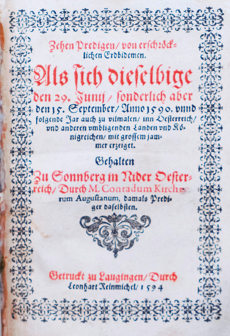 Lot 1145, Auction  127, Kircher, Konrad, Zehen Predigen, von erschröcklichen Erdbidemen