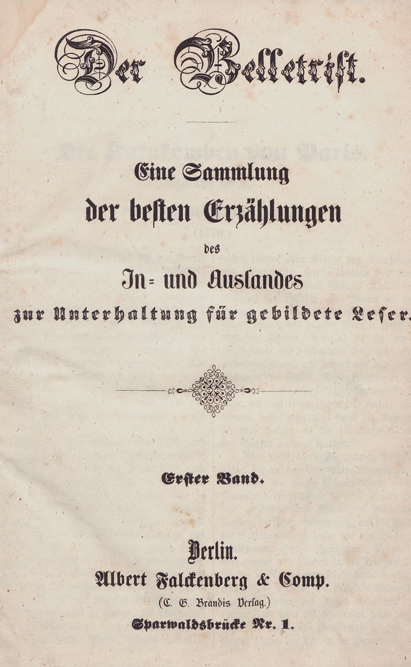 Lot 2010, Auction 127, Belletrist, Der, Eine Sammlung der besten Erzählungen des In- und Auslandes