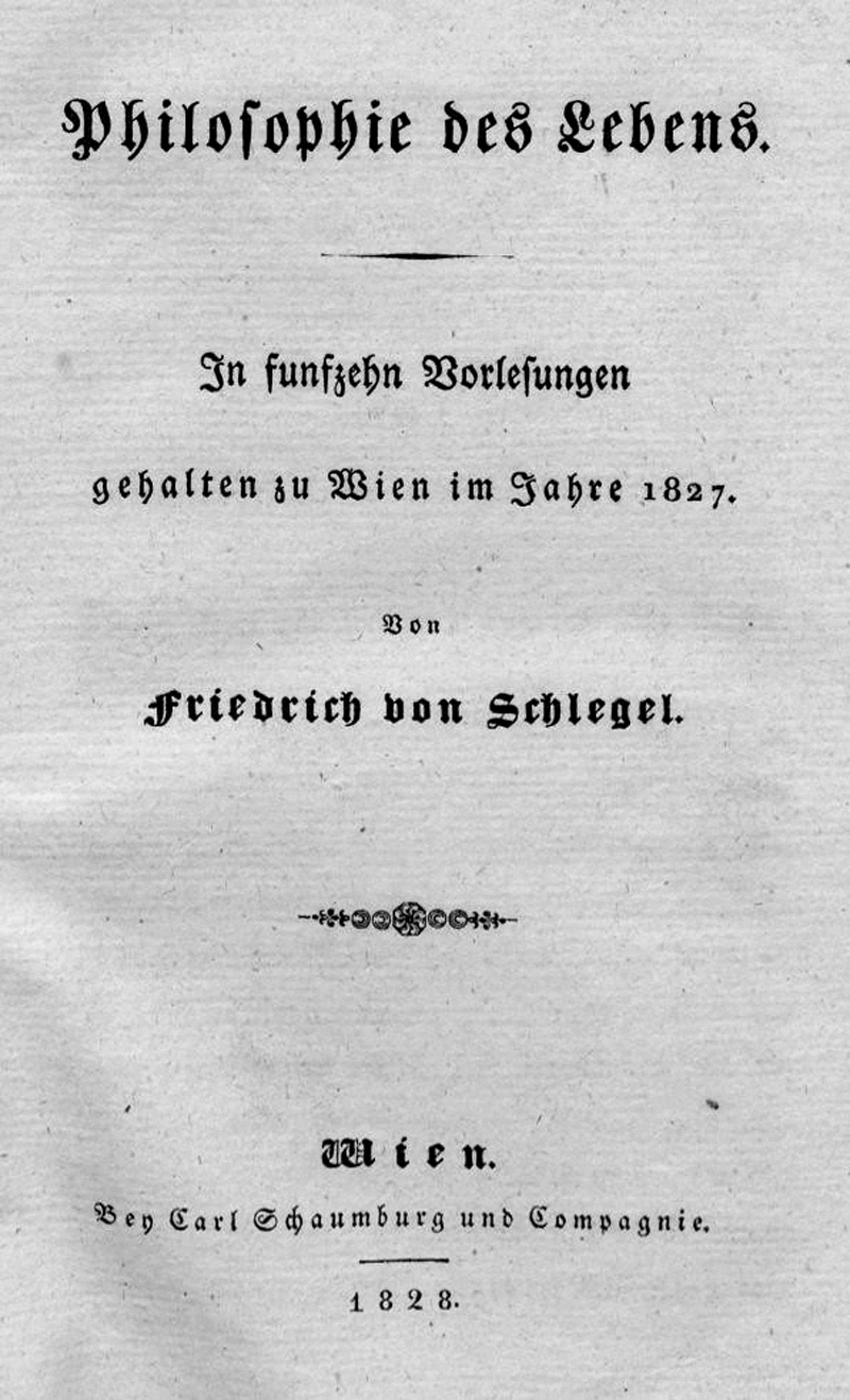 Lot 2146, Auction  127, Schlegel, Friedrich von, Philosophie des Lebens