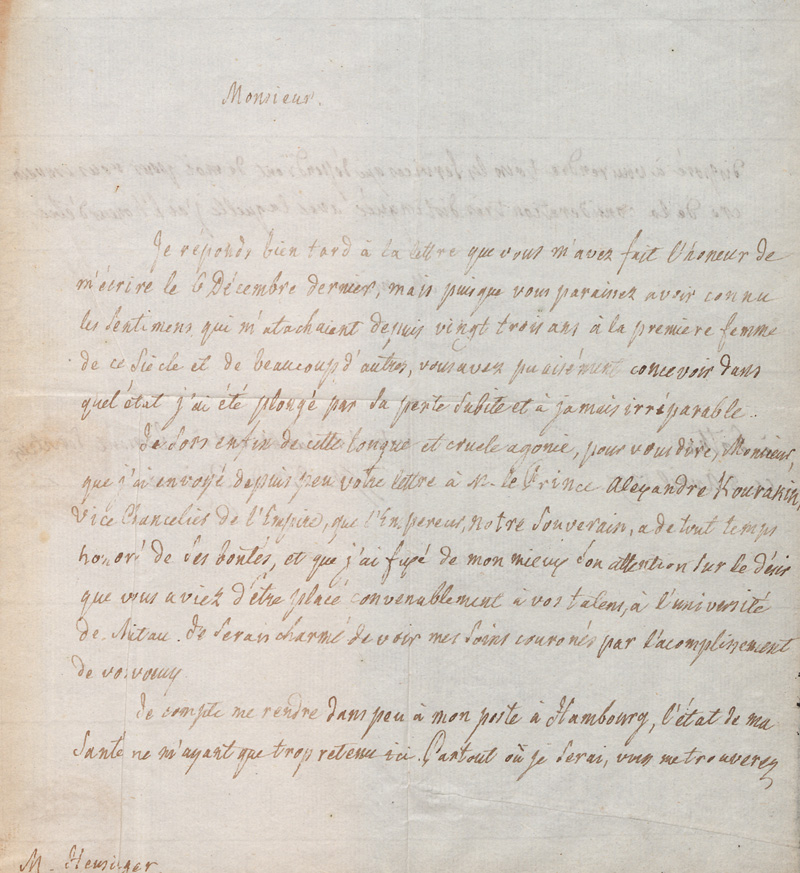 Lot 2517, Auction 127, Grimm, Friedrich Melchior, Brief aus Gotha an den Ästhetiker J. H. G. Heusinger. 1797