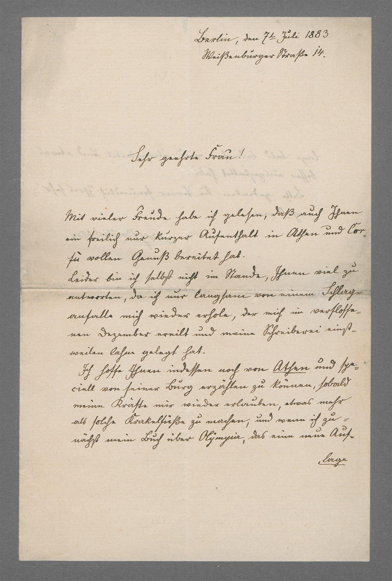 Lot 2556, Auction 127, Bötticher, Adolf, Brief an Rosa von Gerold.1883