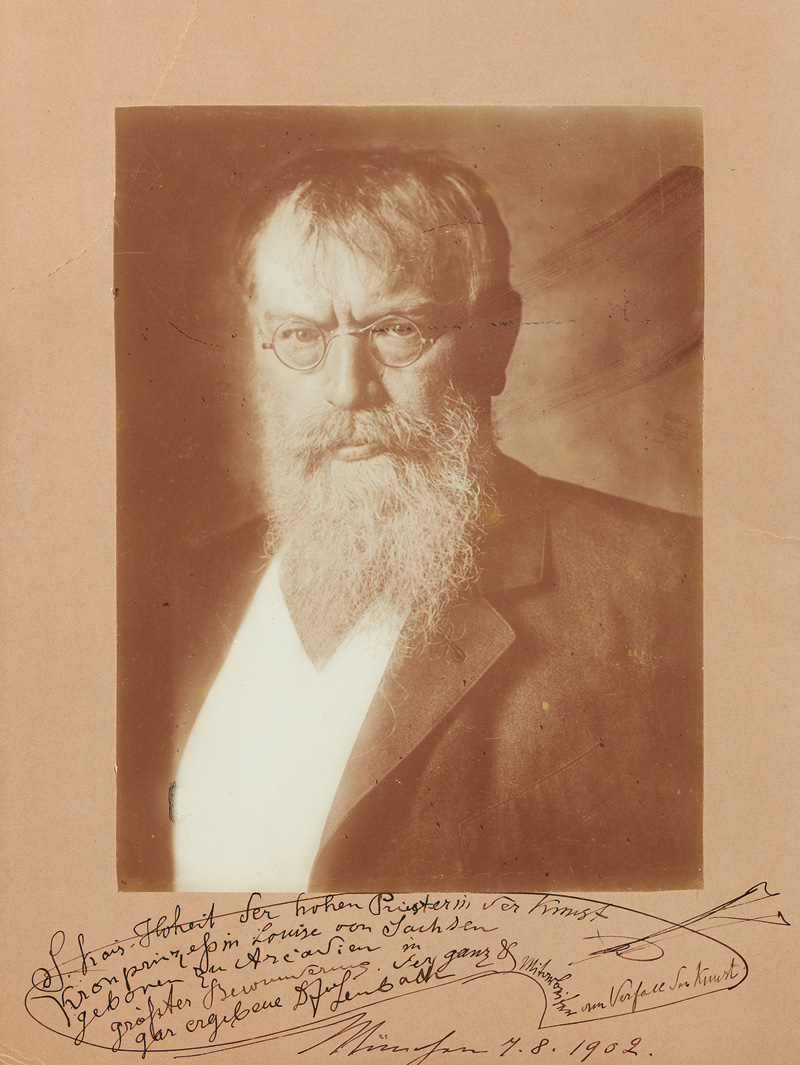 Lot 2612, Auction 127, Lenbach, Franz von, Porträt-Photo mit Widmung an Kronprinzessin Luise von Sachsen. 1902