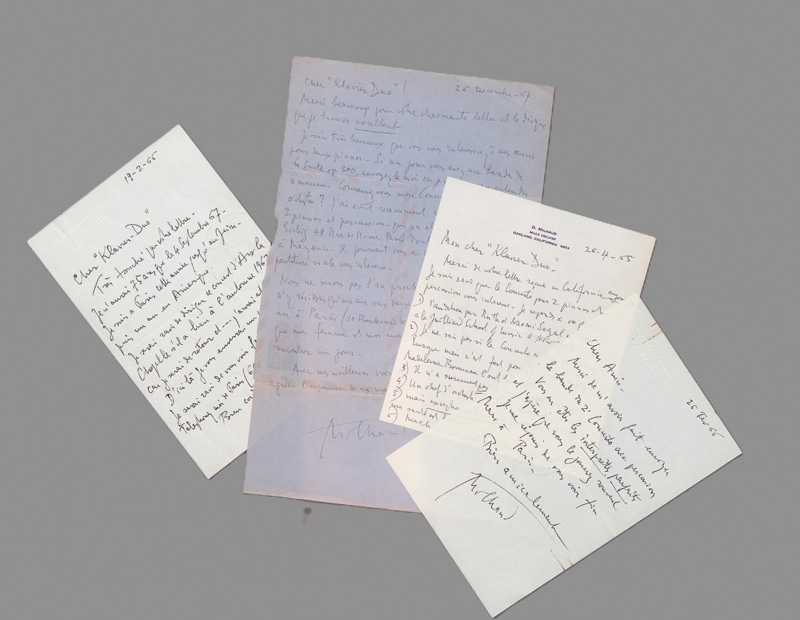 Lot 2642, Auction 127, Milhaud, Darius, 5 Briefe an ein Klavier-Duo. 1964-1966