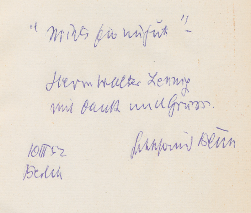Lot 3029, Auction  127, Benn, Gottfried, Die Stimme hinter dem Vorhang
