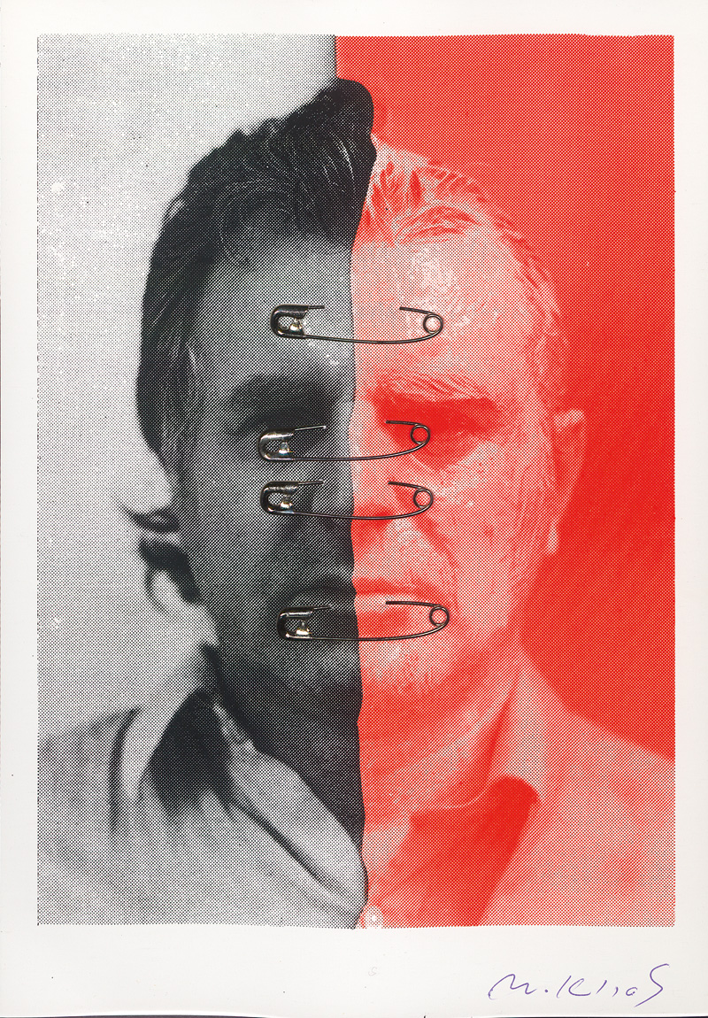 Lot 3186, Auction 127, Knížák, Milan, "Ohne Titel". Original-Siebdruck in Rot und Schwarz, mit 4 durchstochenen Sicherheitsnadeln