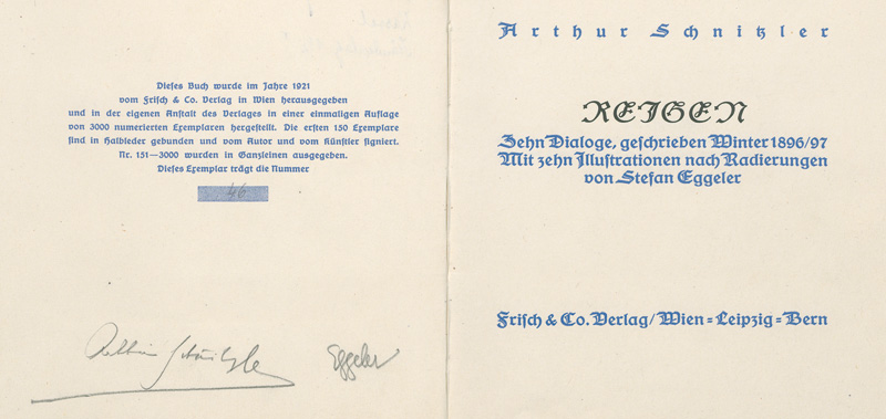 Lot 3305, Auction  127, Schnitzler, Arthur, Reigen